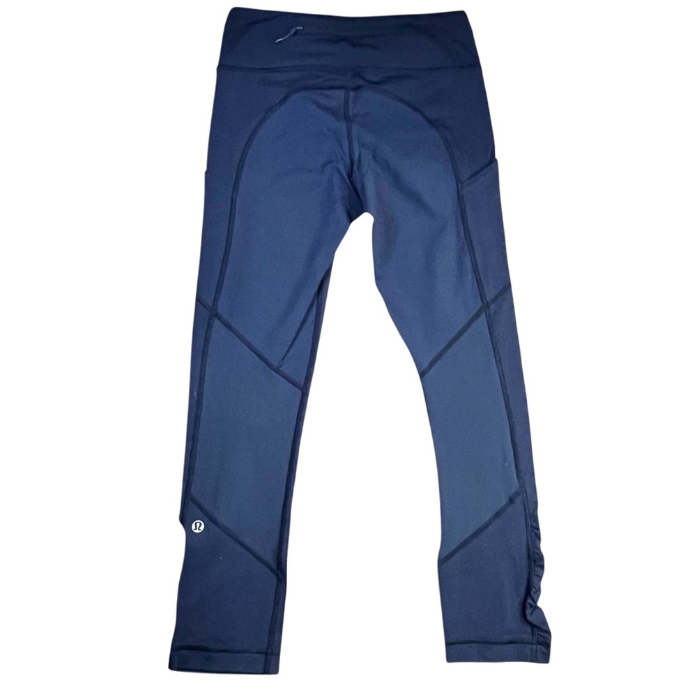 Lululemon Navy Blue Base Pace High-Rise Cropped Leggings 22" Size 4 - Picture 2 of 7